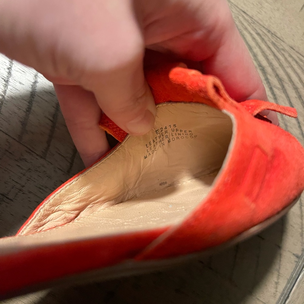 J. Crew Orange Suede Tassel Pointed Toe D'Orsay Flats - Picture 4 of 6